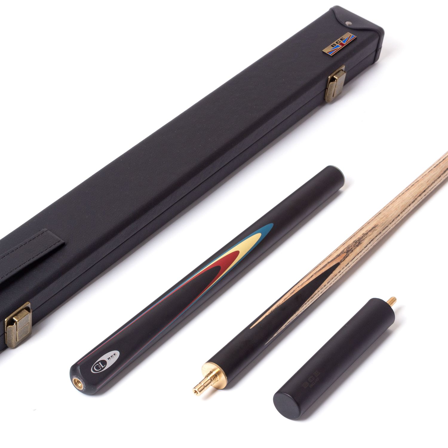 BCE 3 Piece Christophe Lambert Cue and Hard Case 3/4 Cut - 9.5mm Tip - 145cm - Black/Natural