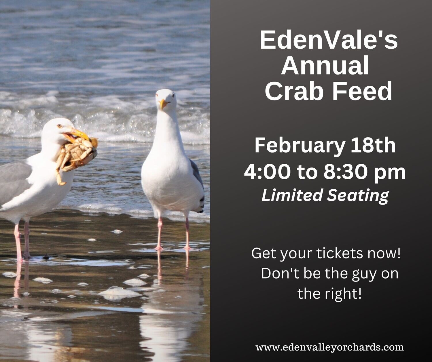 EdenVale Annual Crab Feed- WINE CLUB MEMBER PRICE