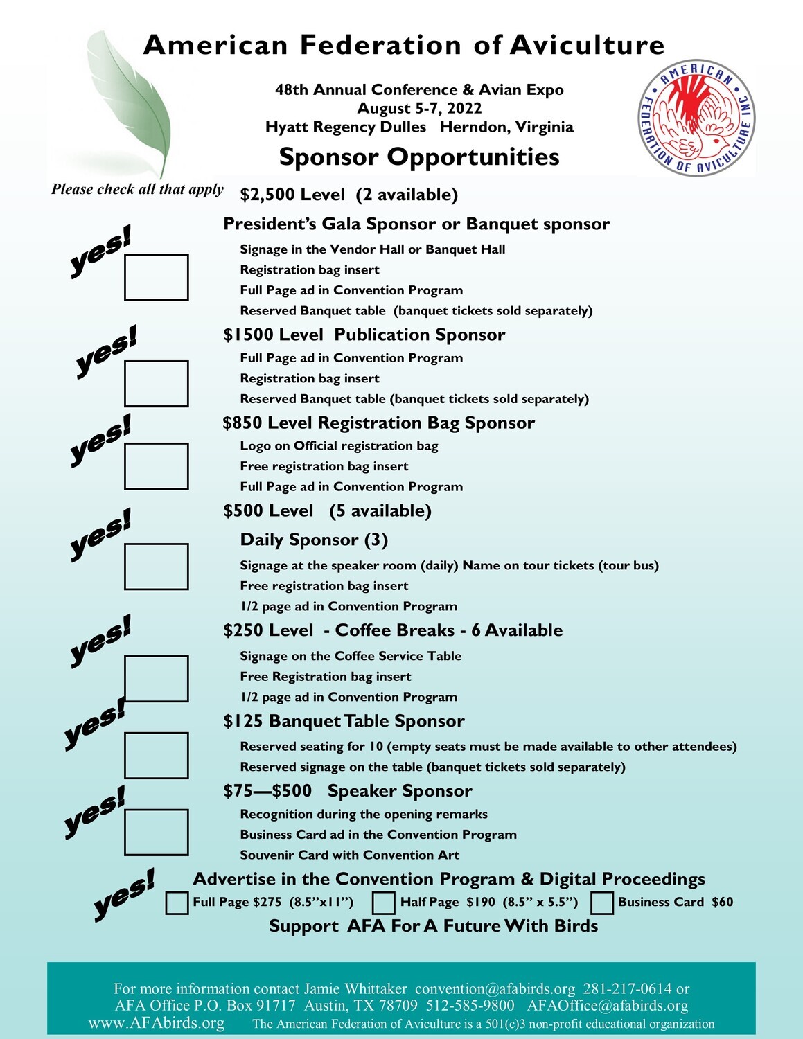 Sponsorship Opportunities at the AFA 2022 Annual Conference