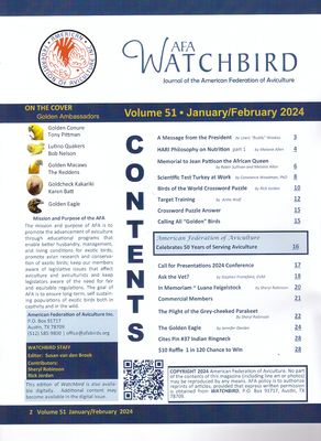 AFA Watchbird Journal  Volume 51, Jan/Feb 2024