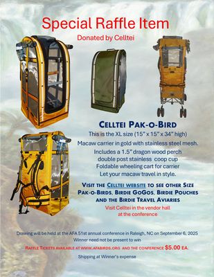Special Raffle Ticket for XL Celltei "Pak-o-Bird" Carrier