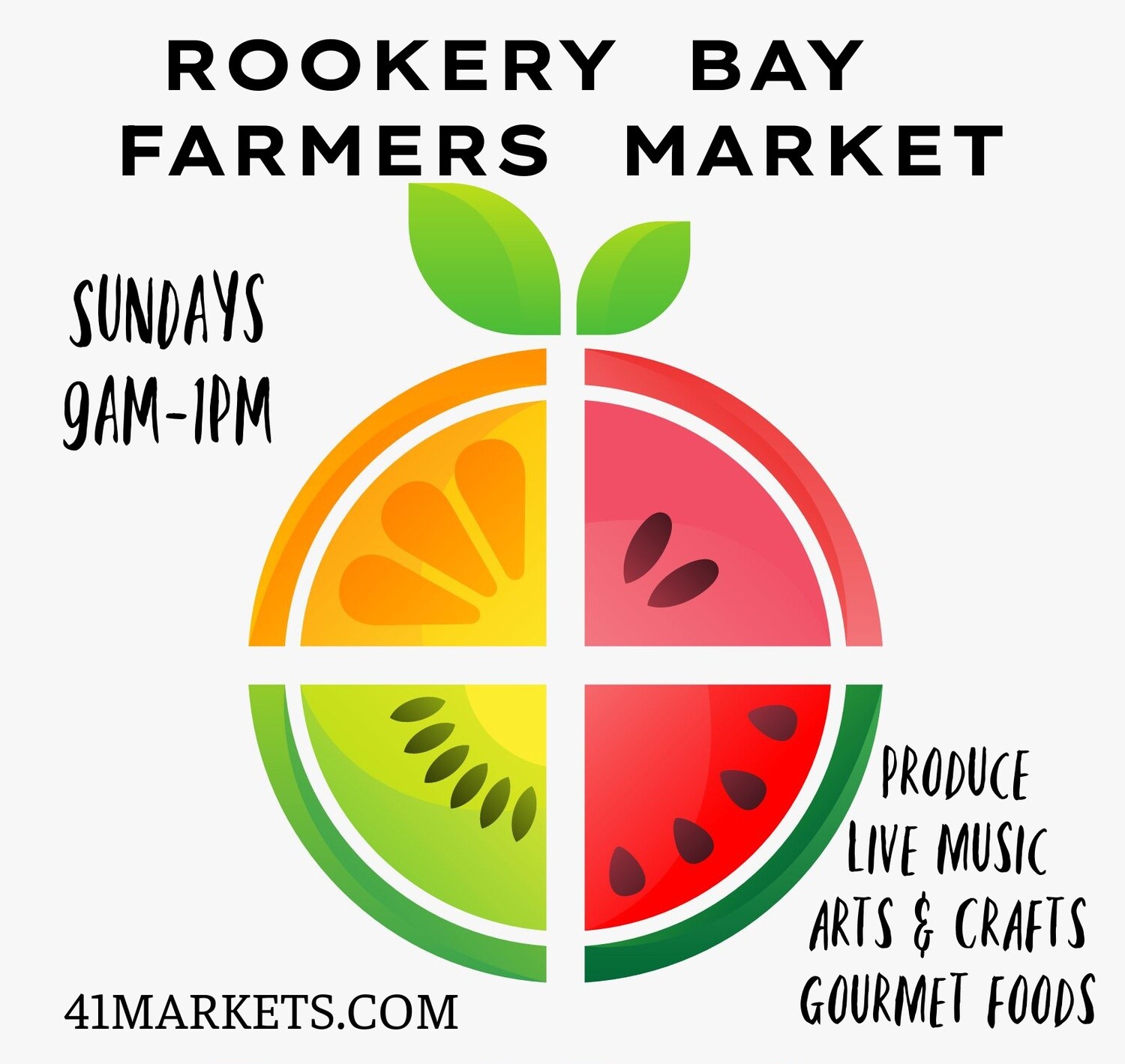 5-Sunday Market at Rookery Bay FEBRUARY (4 weeks). Pay after acceptance.
