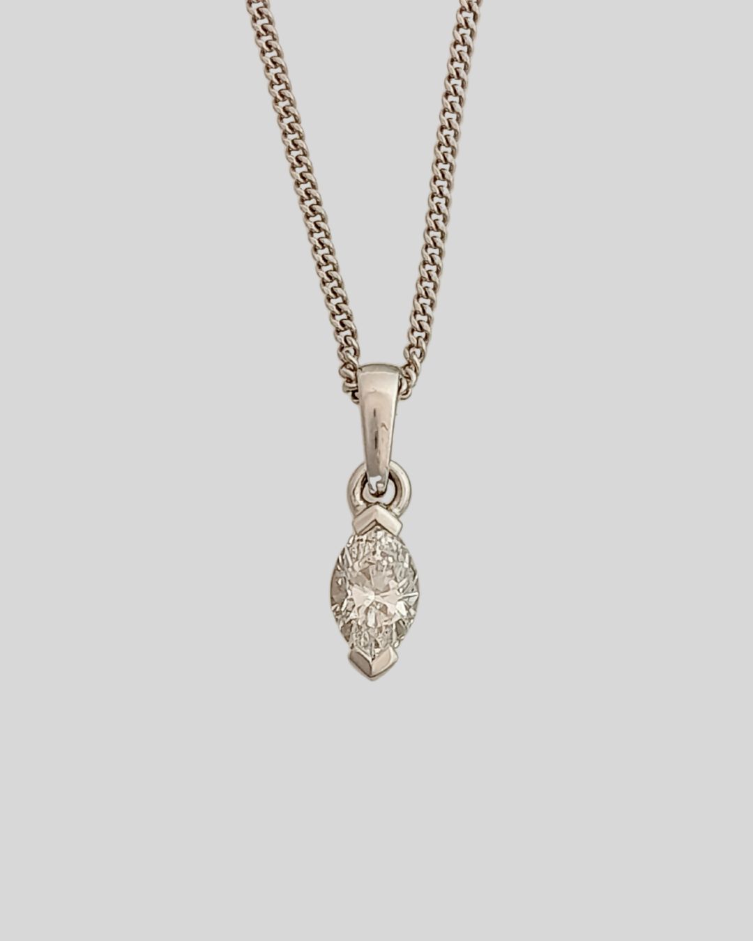 0.58ct Marquise Diamond Pendant in 18ct White Gold