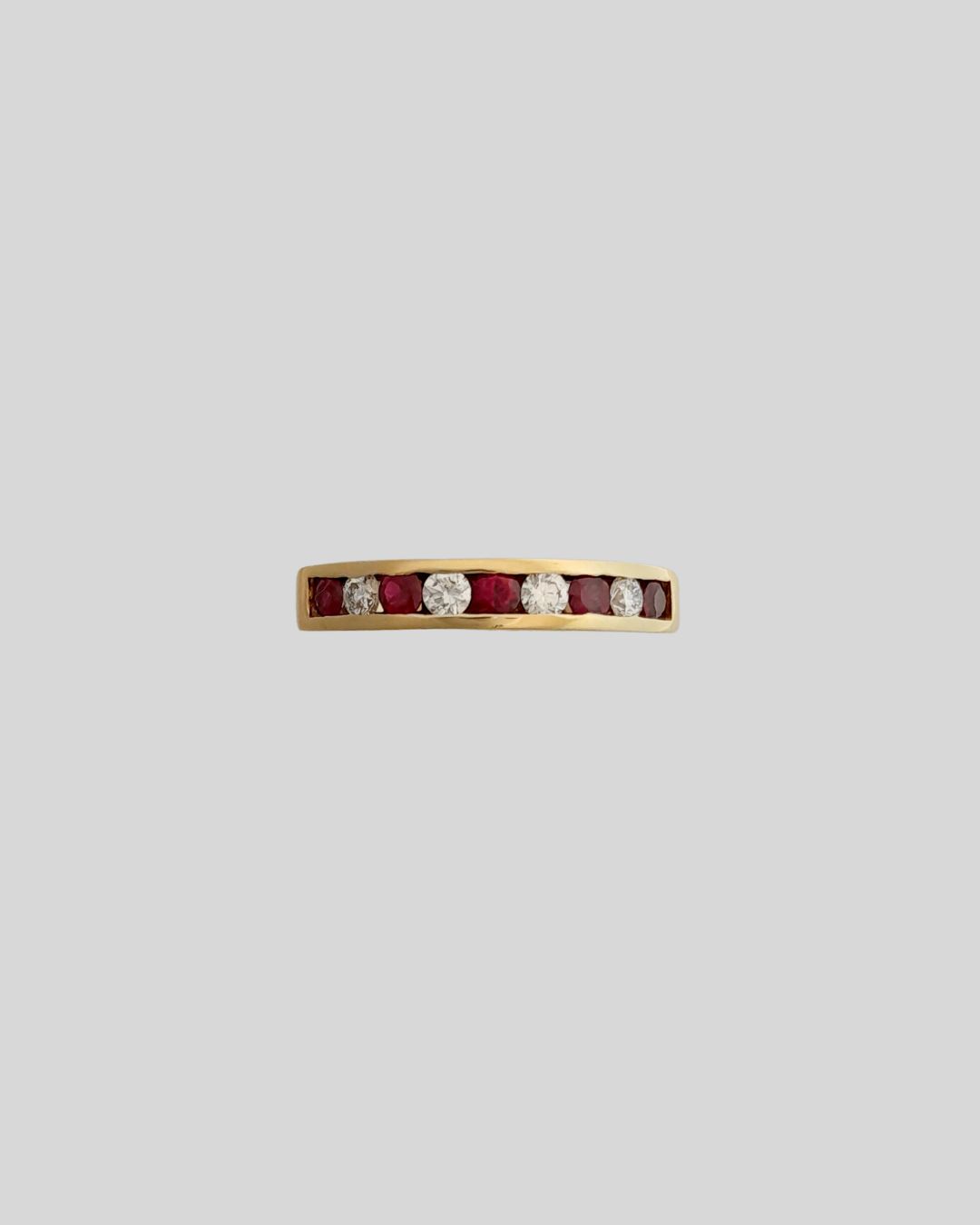 Ruby and Diamond Half Eternity Ring in 18ct Yellow Gold Ruby and Diamond Half Eternity Ring in 18ct Yellow Gold
