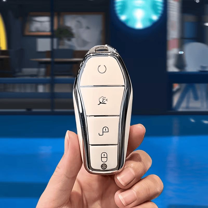 BYD Key Cover - Silver and White