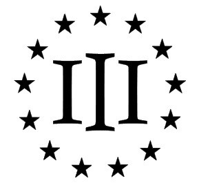 3 Percenter with 13 Stars Die Cut Decal