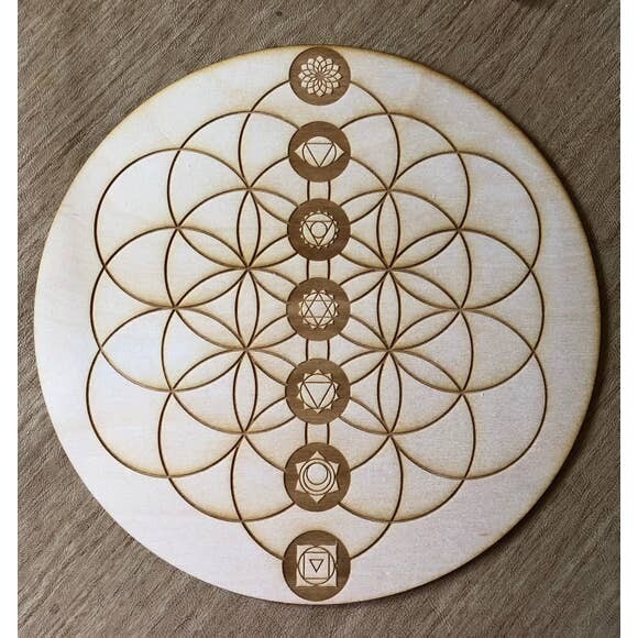 Flower of Life Chakras Crystal Grid 6 inch