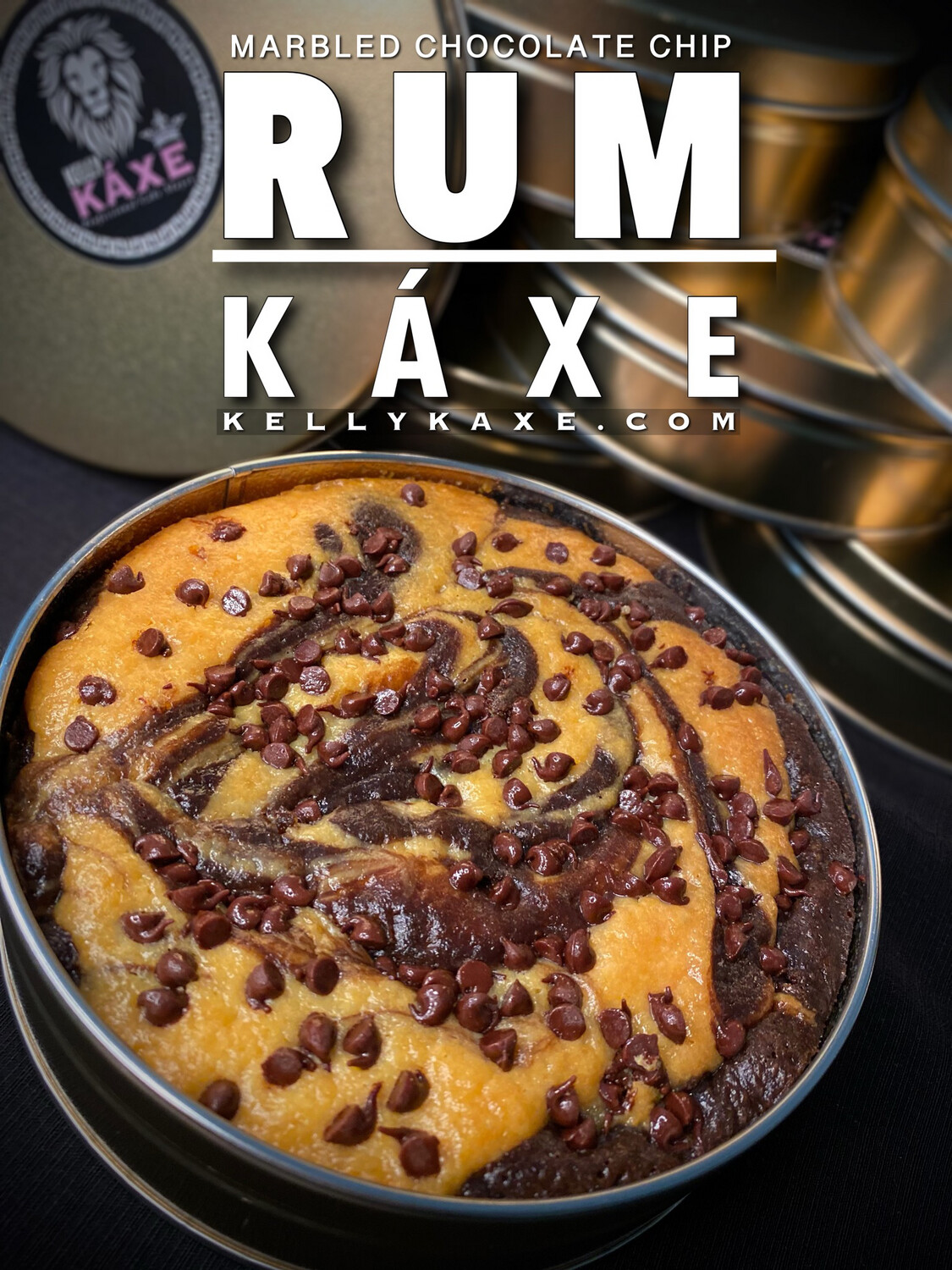 MARBLED CHOCOLATE CHIP RUM CAKE ***SHIPS 12/19/22