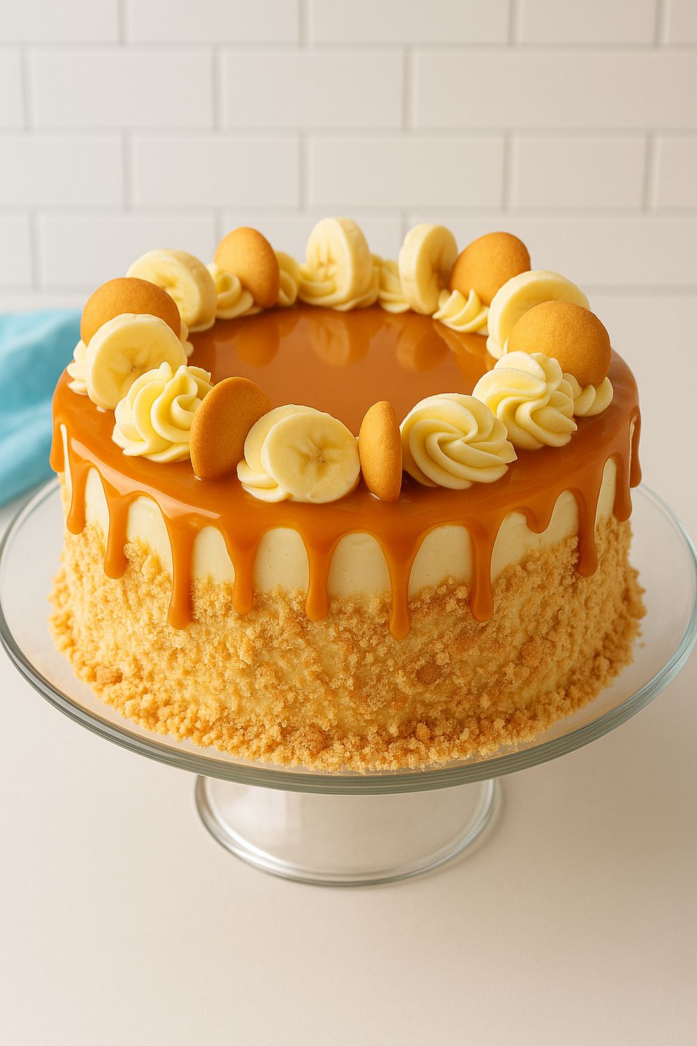 Banana Cream Cheese Caramel Cake