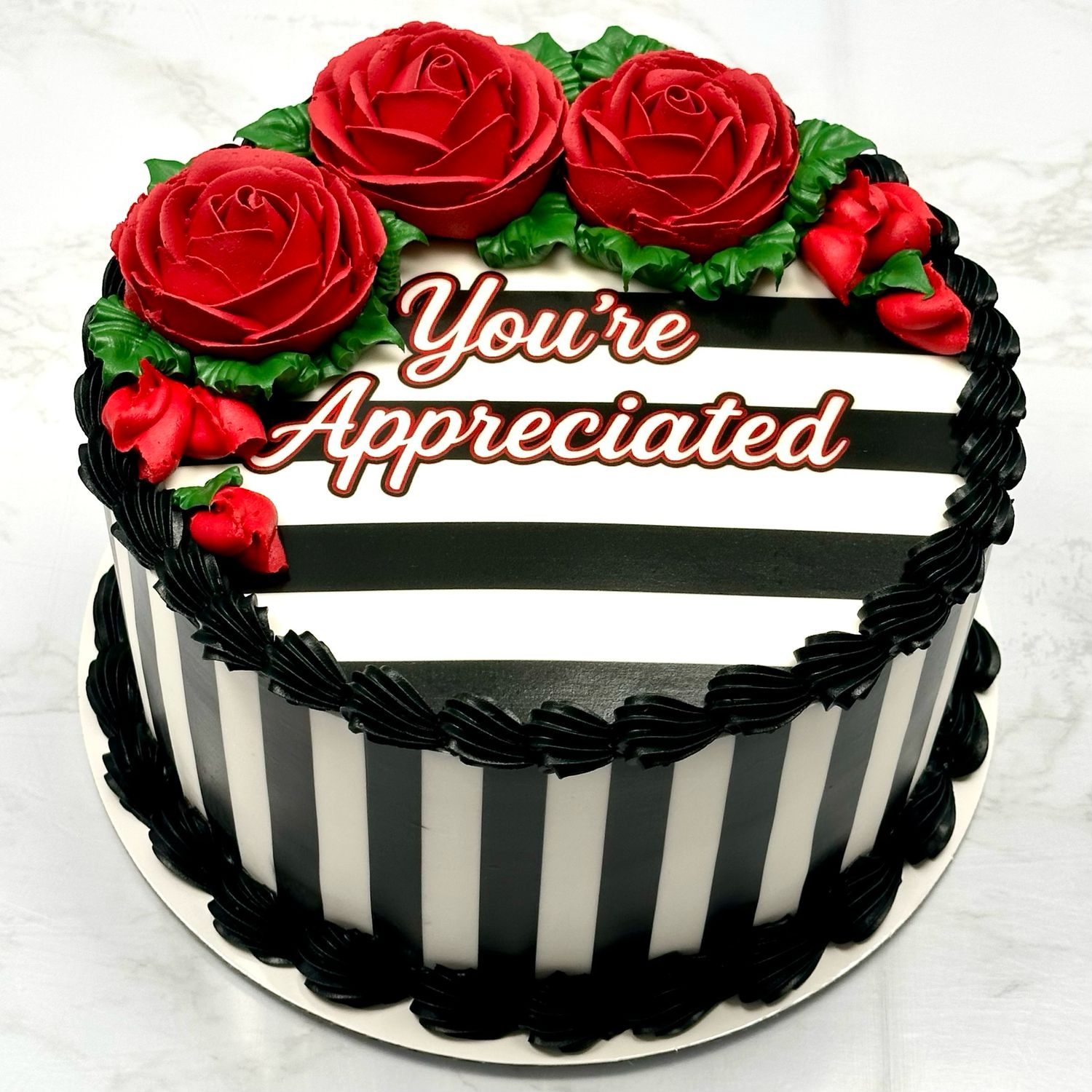 8” Double Layer Stripes &amp; Roses PICKUP ONLY