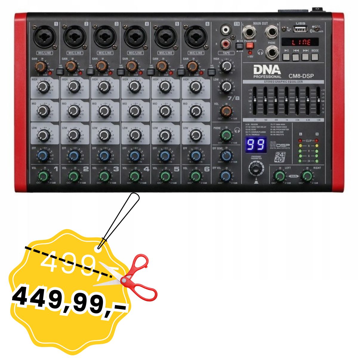 DNA CM8-DSP mikser audio USB MP3 Bluetooth Phantom