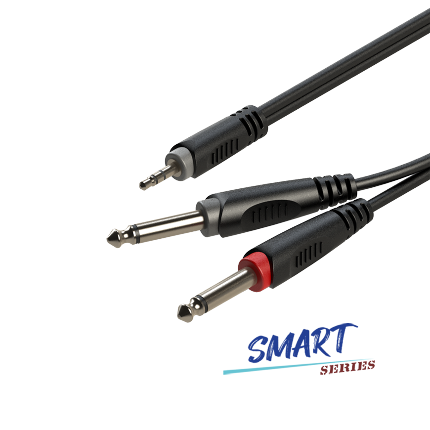 Roxtone SAYC130L2 - kabel audio Jack 3.5 stereo 2xJack 6.3 mono 2m