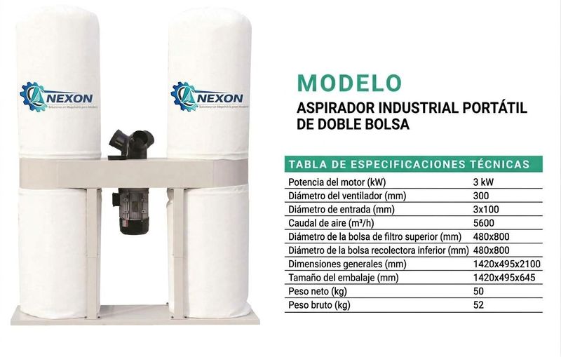Aspirador trifásico 3 kW