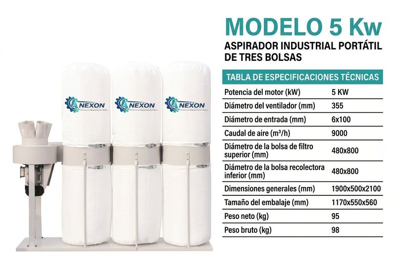 Aspirador trifásico 5 kW