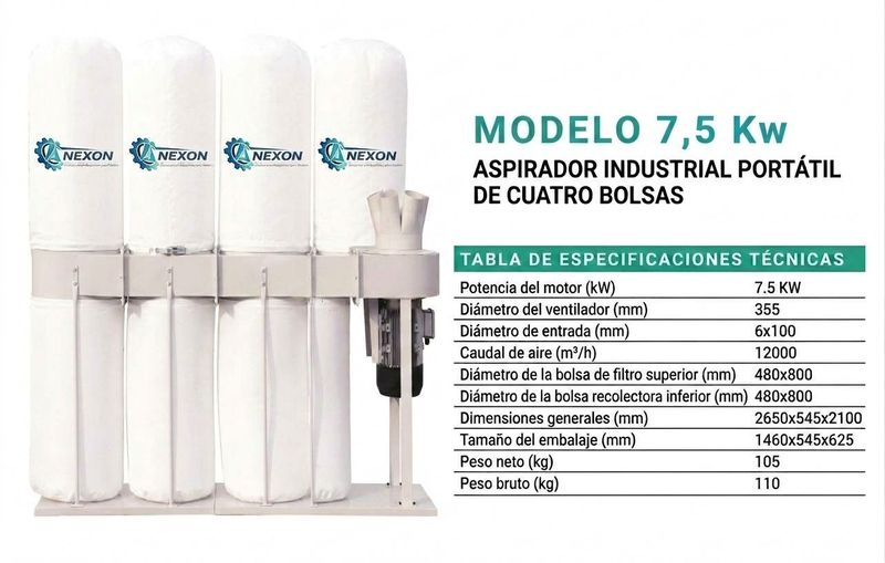 Aspirador trifásico 7,5 kW