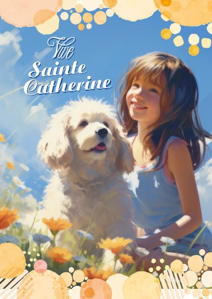 SAINTE CATHERINE FILLE ET SON CHIEN