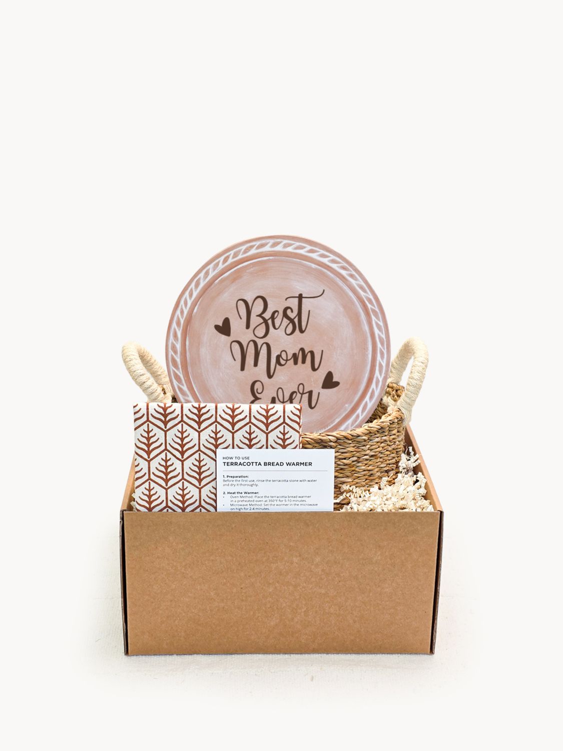 Bread Warmer & Basket Gift Set with Tea Towel - Mom Round