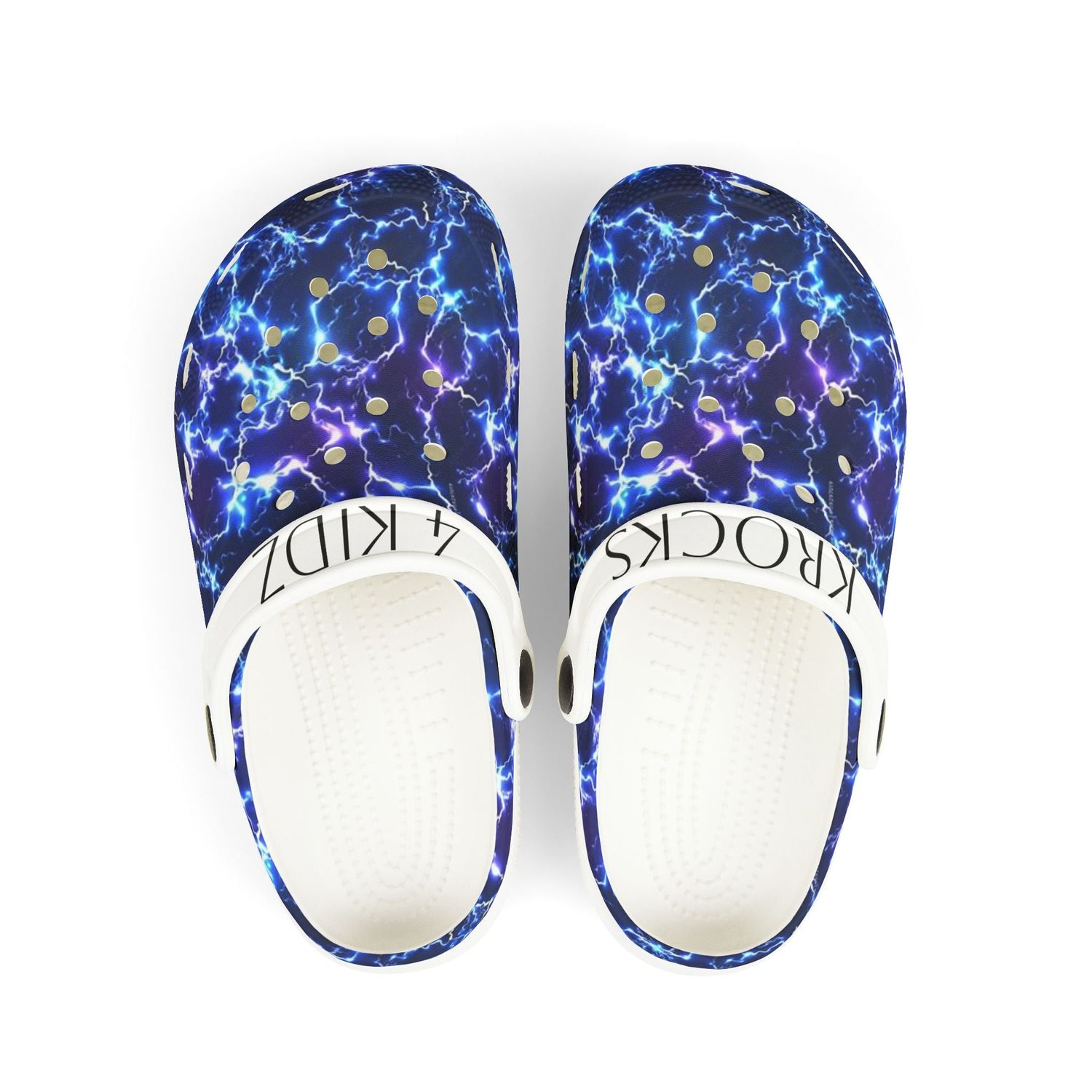 Krocks 4 Kidz | Twilight Stride Clogs — Purple & Blue Gradient Lightning Print