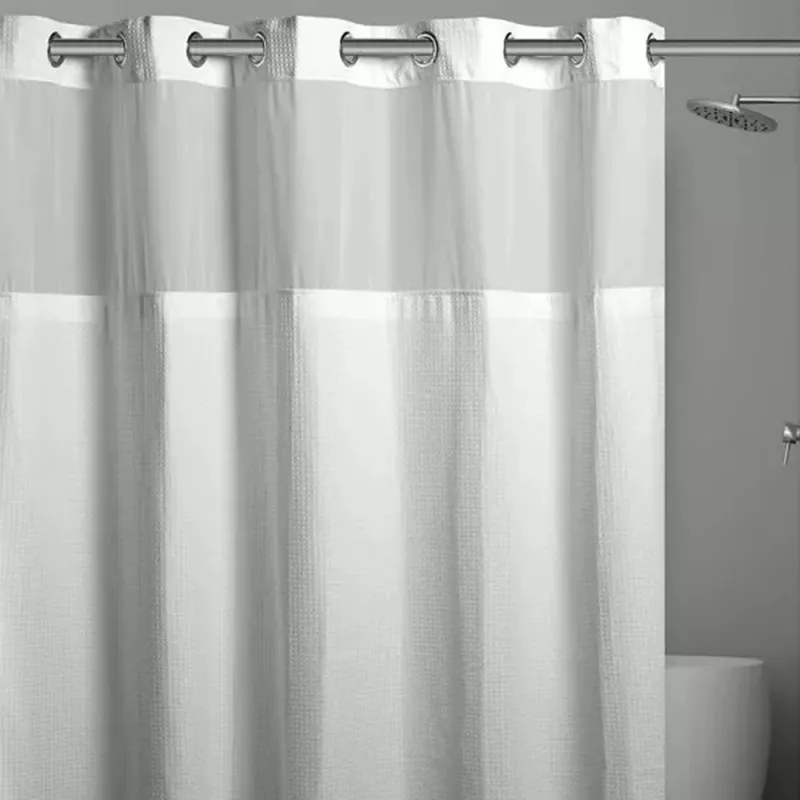 Shower Curtains 100% 95-GSM Virgin Polyester, with/without 12” window