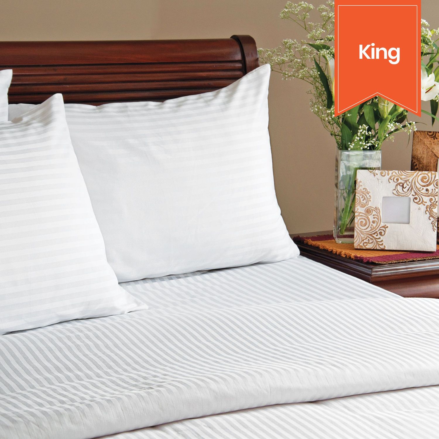 Swiss Stripe T-250 Pillowcase - King - 42 x 46 - Case of 72