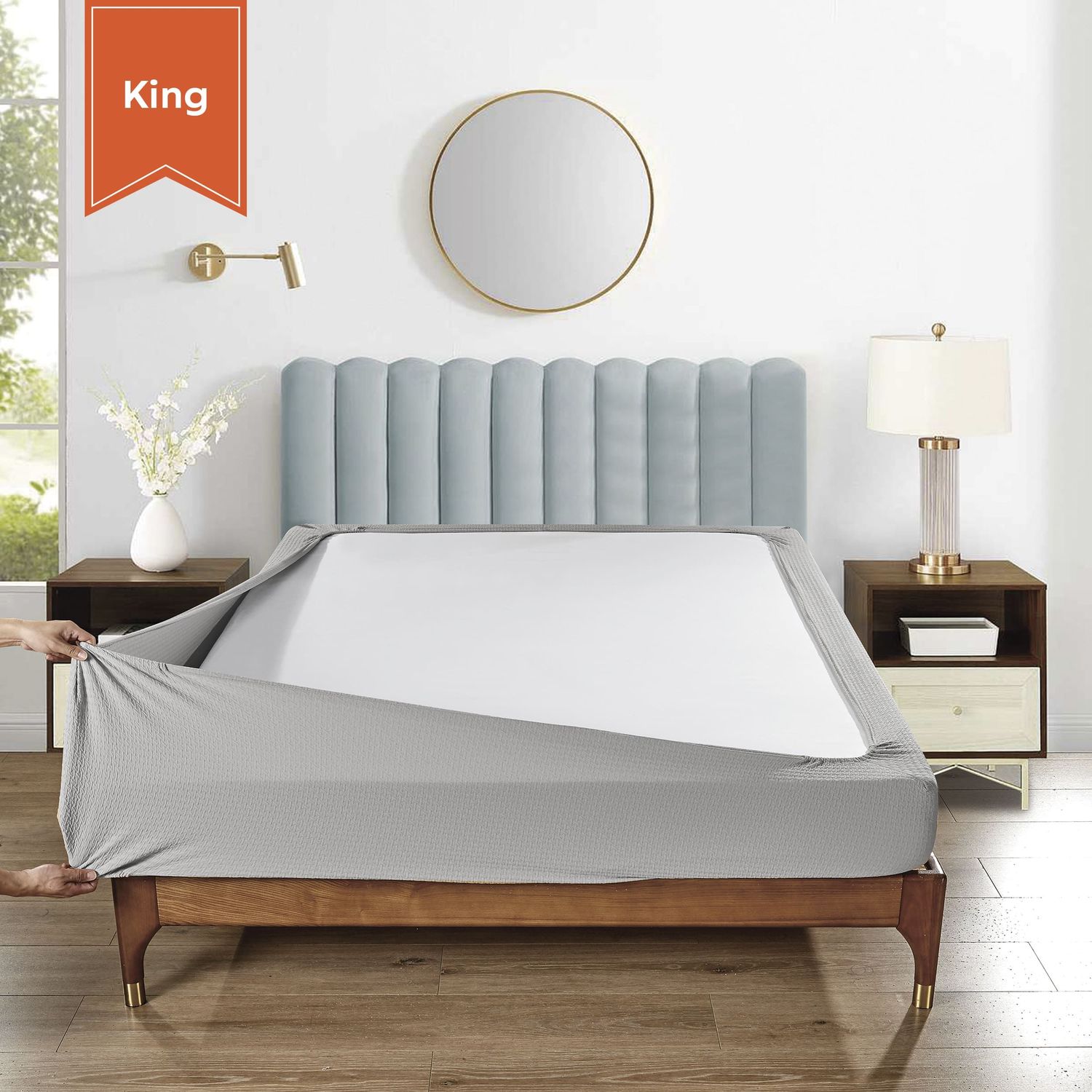 Stretchable Box Spring Wrap - Silver Gray - King - Case of 6