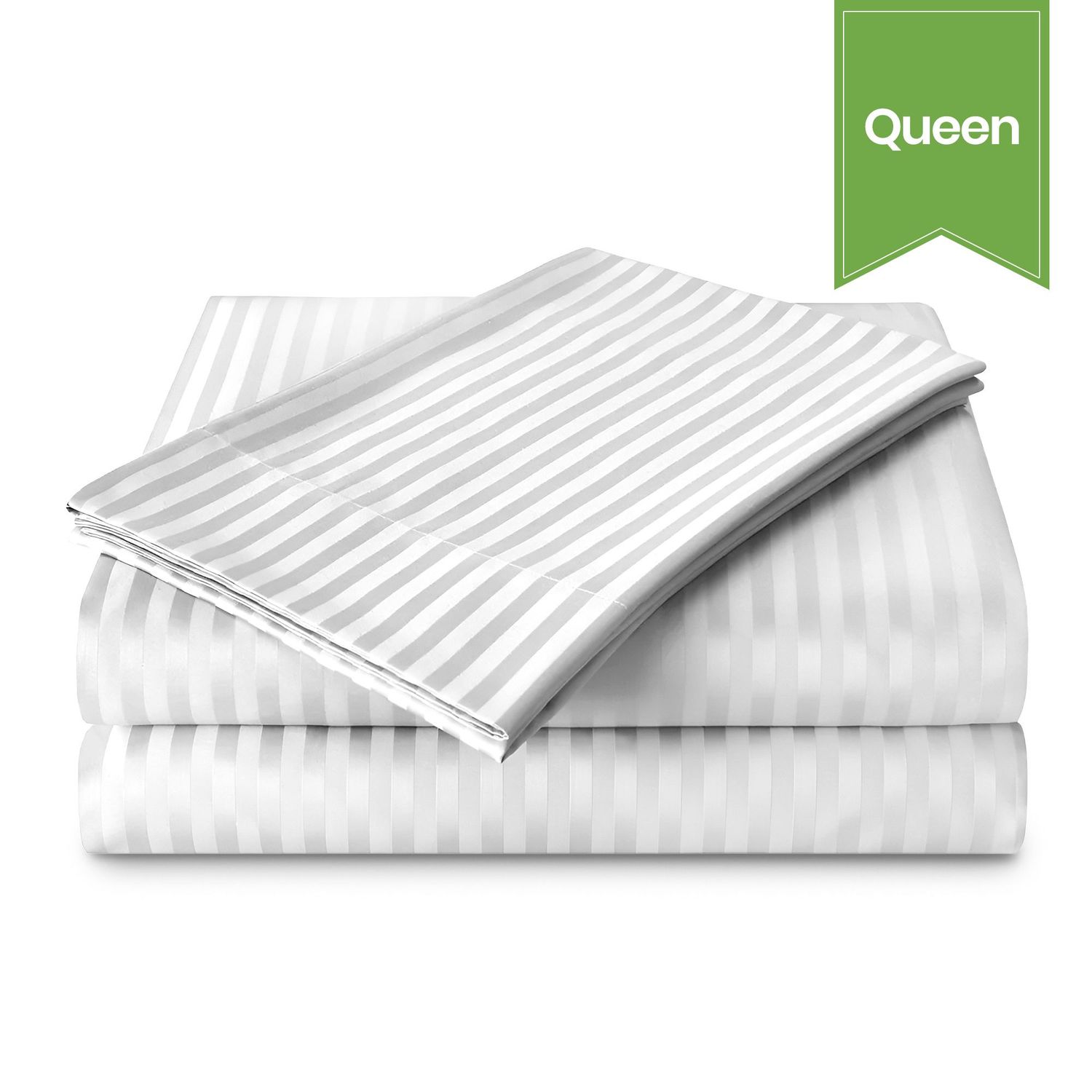 Swiss Stripe T-250 Sheet - Queen - Flat - 94 x 115 - Case of 24