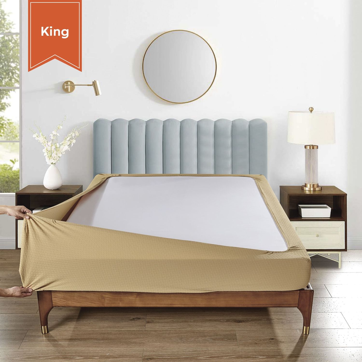 Stretchable Box Spring Wrap - Latte - King - Case of 6