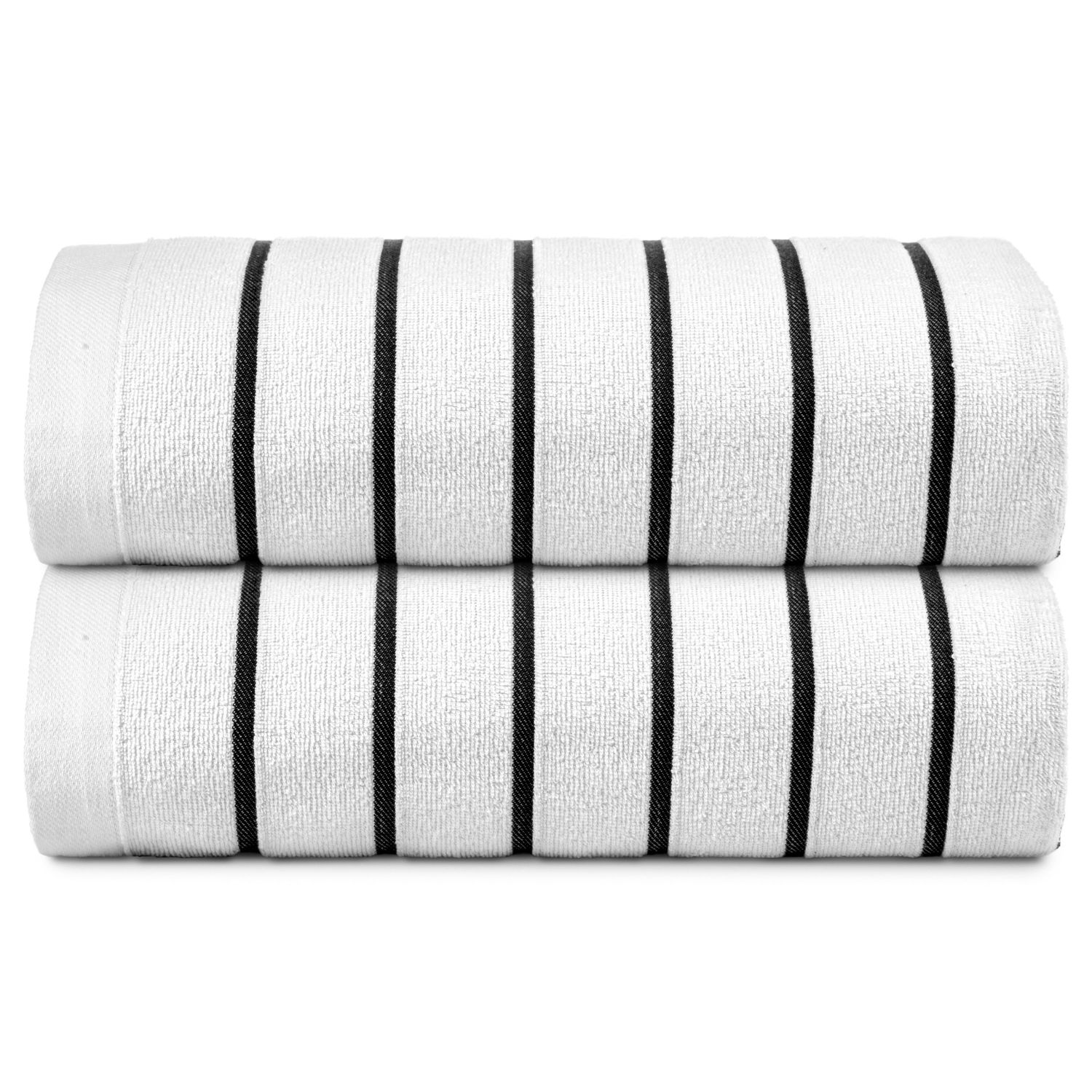 Horizontal Stripe Pool Towel - Luxury - Black - 36 x 68 - Case of 24