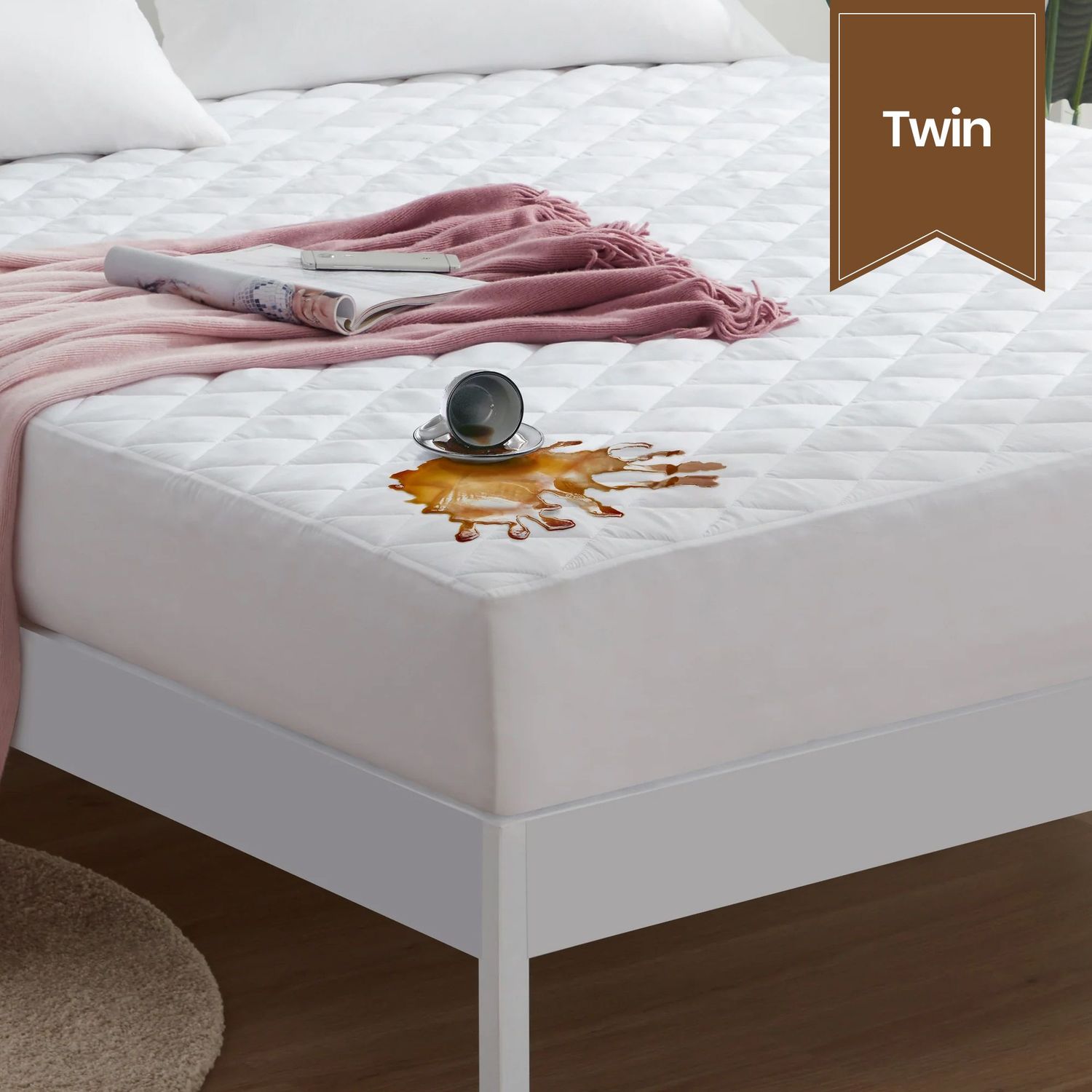 Waterproof Fitted Mattress Pad - Twin - 39 x 80 x 15 - Case of 12