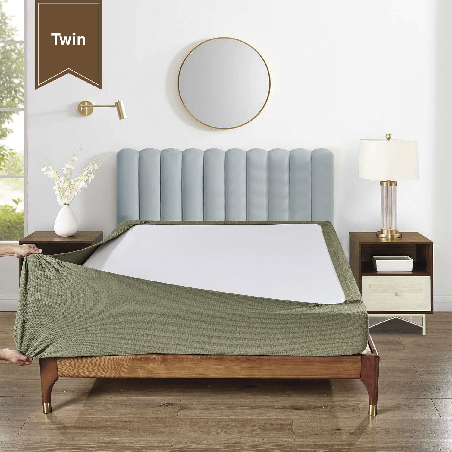 Stretchable Box Spring Wrap - Organic Green - Twin - Case of 6