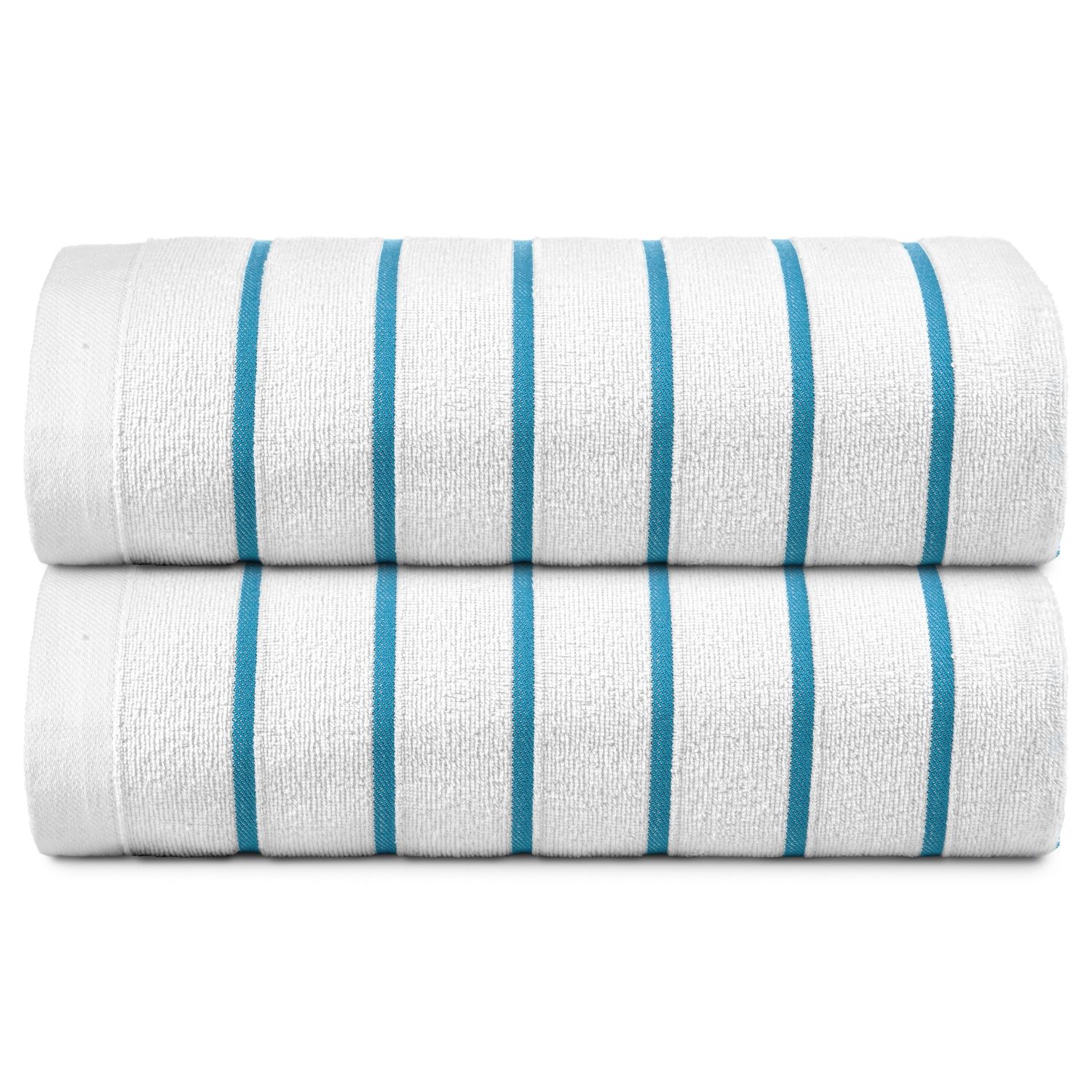 Horizontal Stripe Pool Towel - Basic - Aqua Blue - 30 x 60 - Case of 60