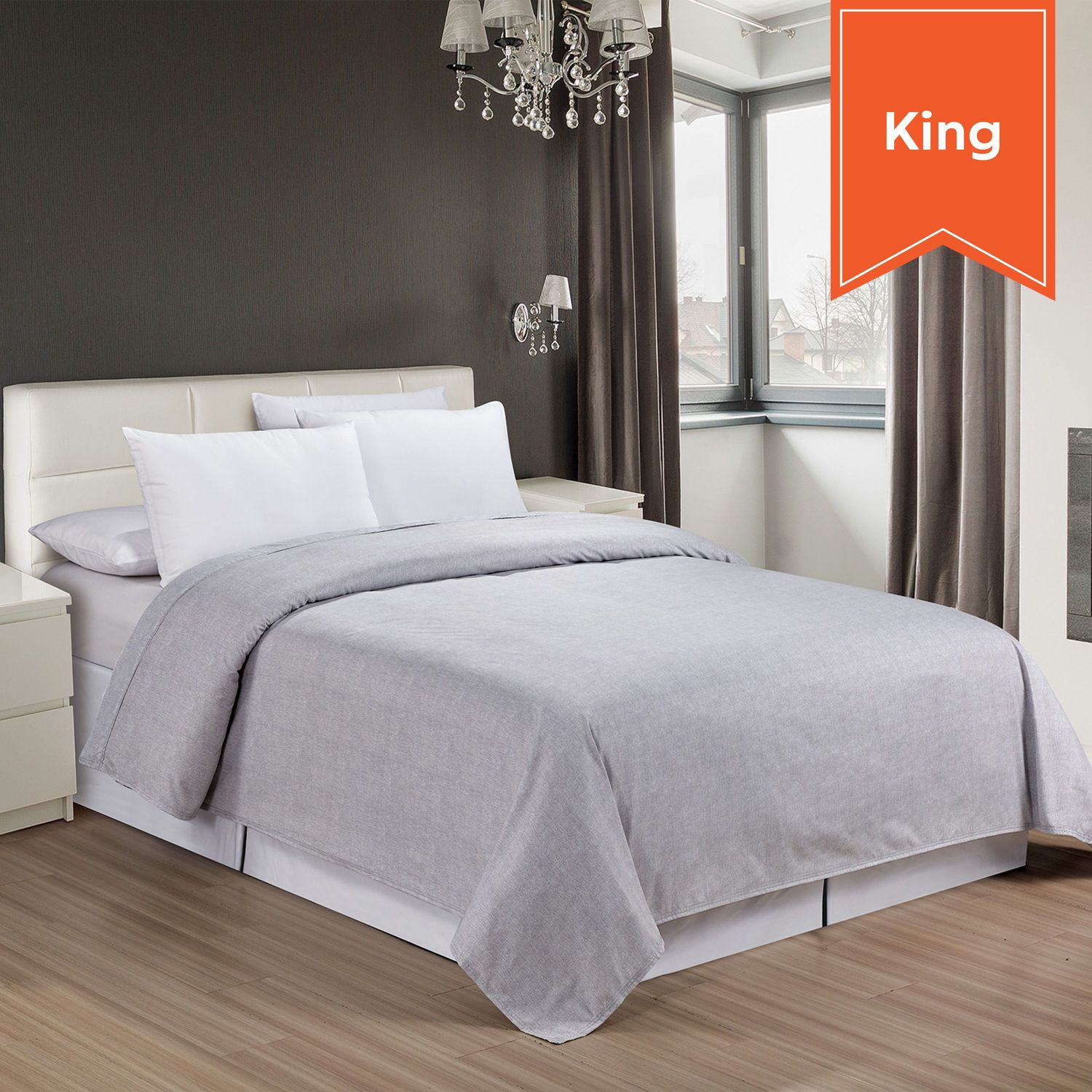 Classic Textured Top Sheet - Dolphin Gray - King - 112 x 96 - Case of 12