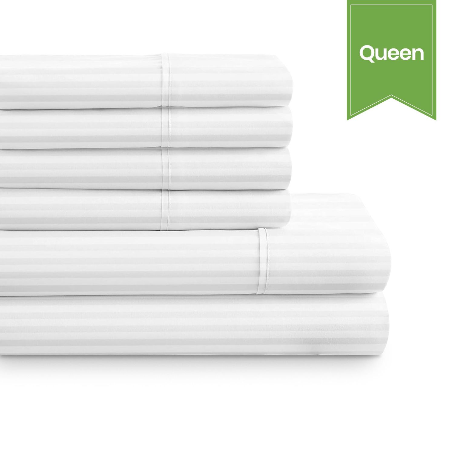 Swiss Stripe T-250 Sheet - Queen - Fitted - 60 x 80 x 15 - Case of 24