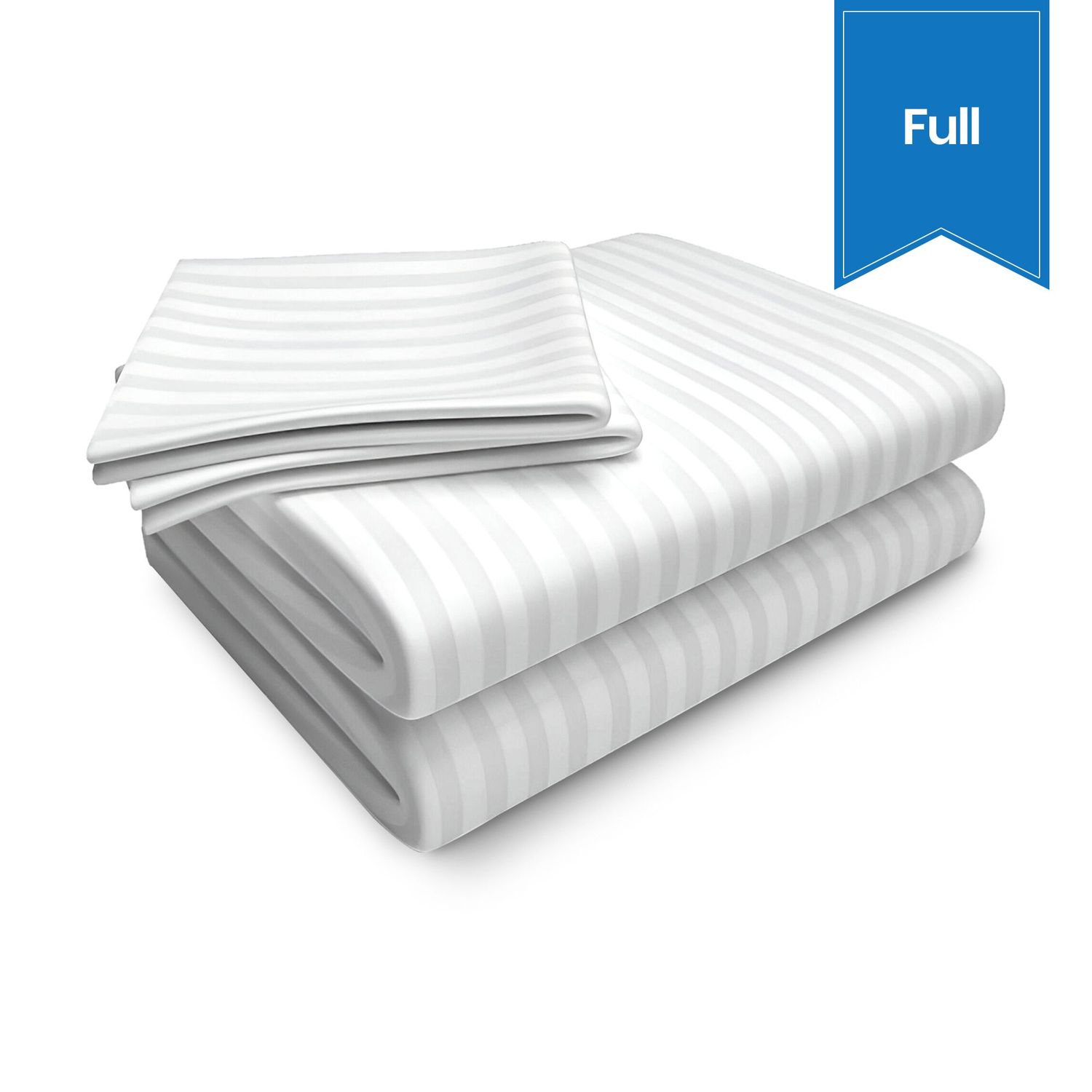 Swiss Stripe T-250 Sheet - Full - Flat - 84 x 115 - Case of 24