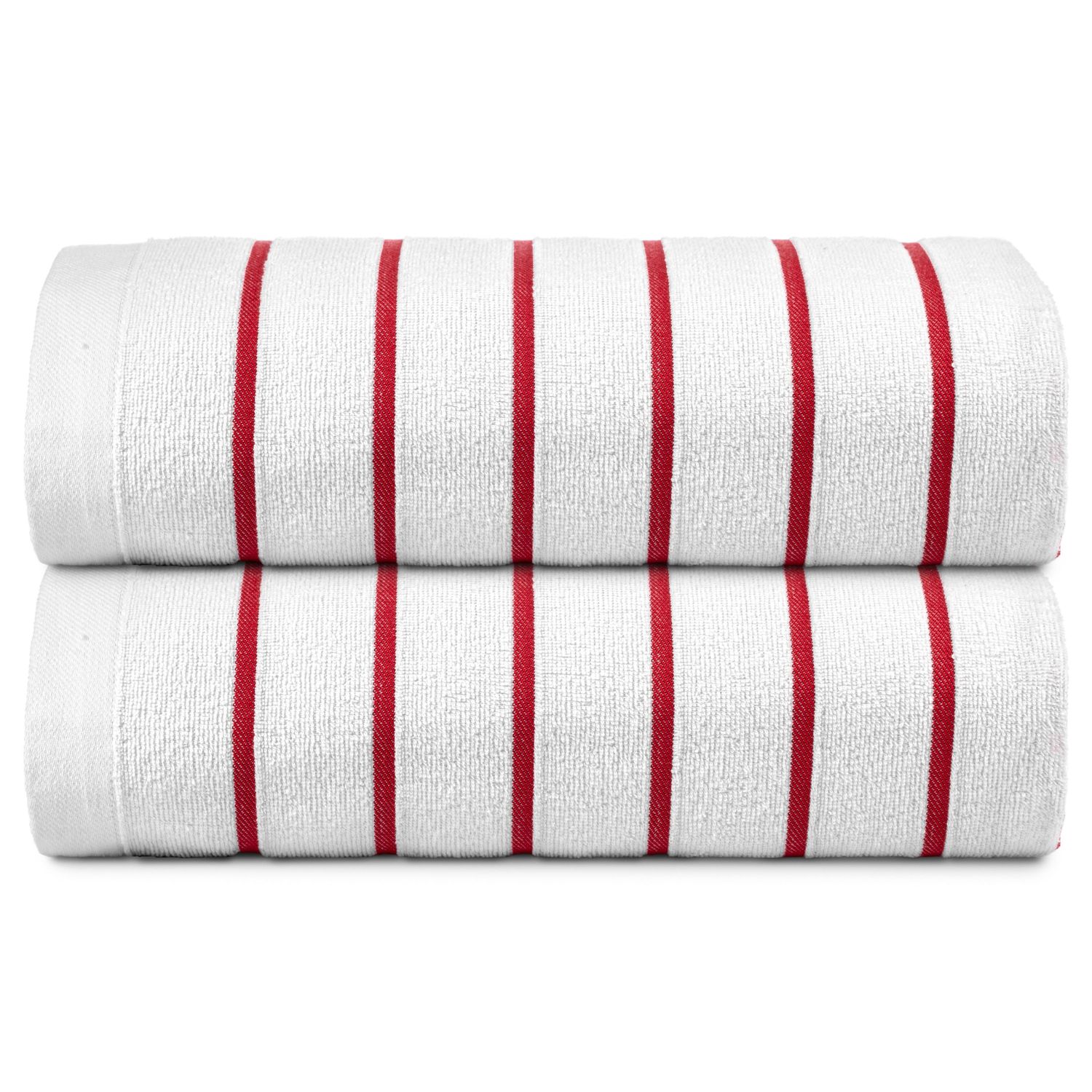 Horizontal Stripe Pool Towel - Luxury - Red - 36 x 68 - Case of 24