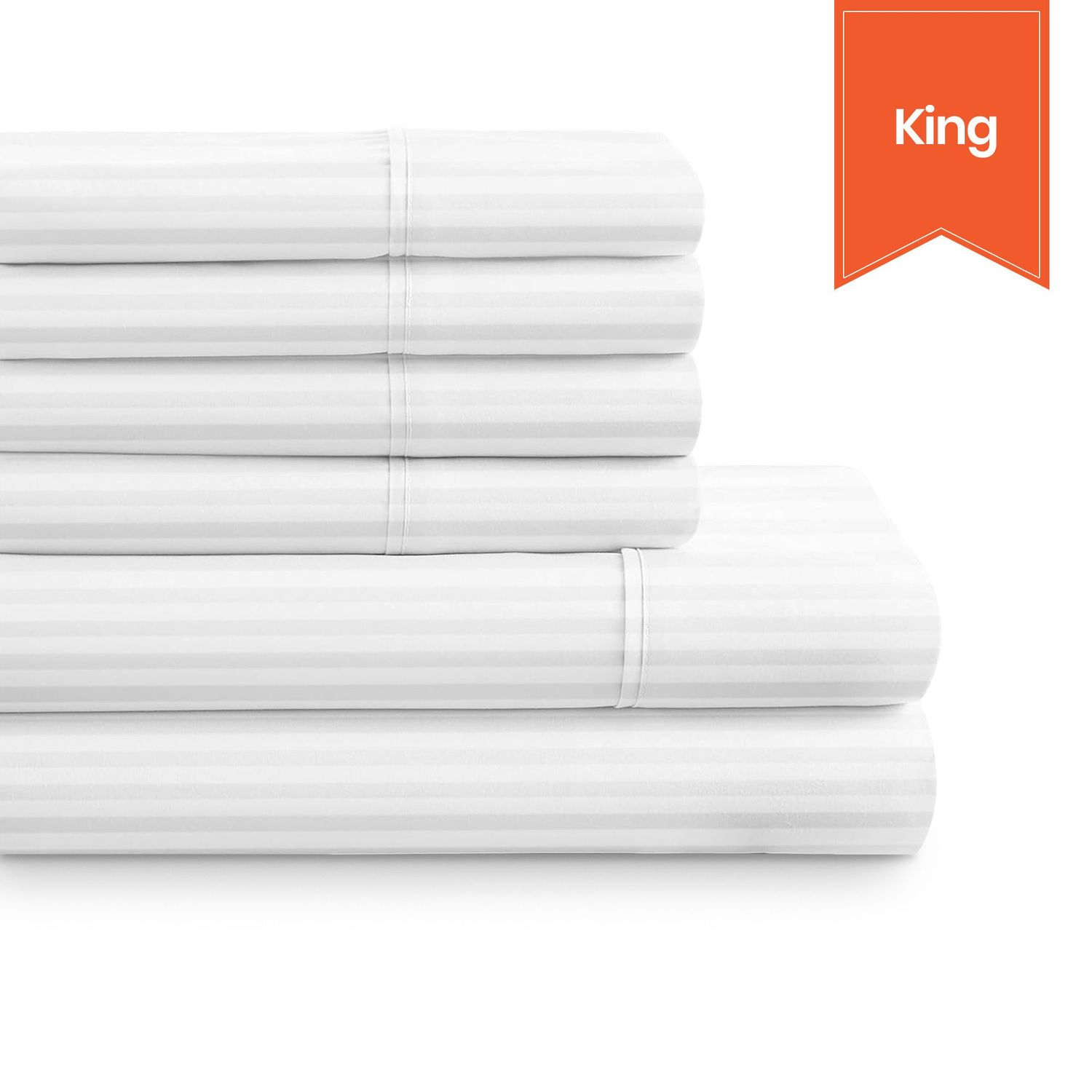 Swiss Stripe T-250 Sheet - King - Fitted - 78 x 80 x 15 - Case