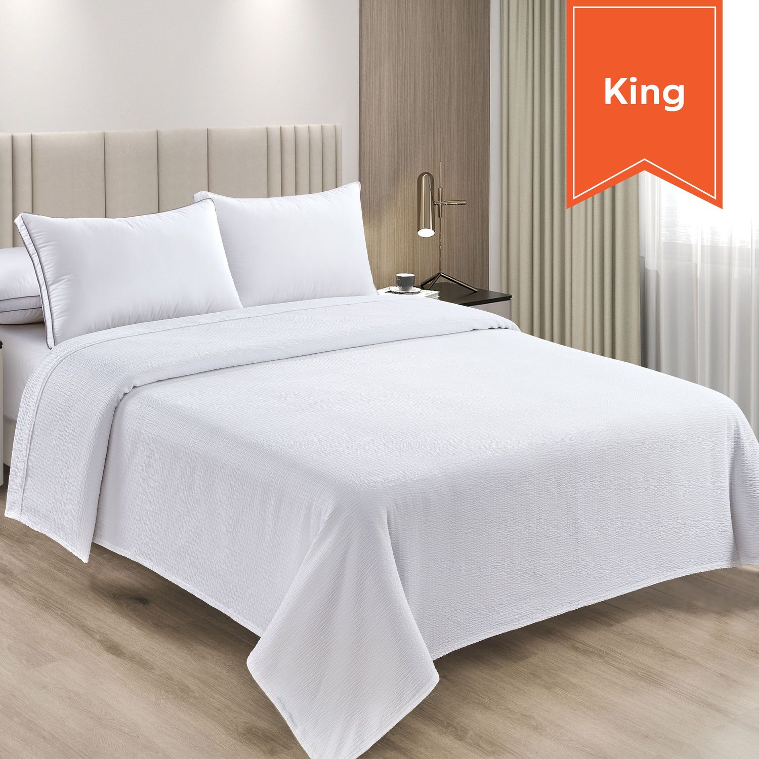 Top Sheet - Crinkle Soft Seersucker - King - 112 x 96 - Case of 12