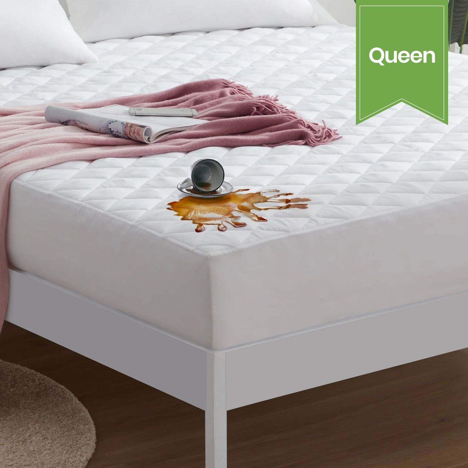 Waterproof Fitted Mattress Pad - Queen - 60 x 80 x 15 - Case of 12