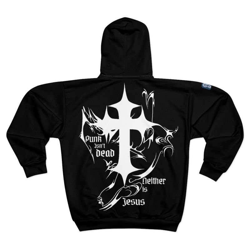 Jesus Is Punk Zip Hoodie | Punk Cross Christian Scripture Matthew 21:12-17, Faith in Your Face