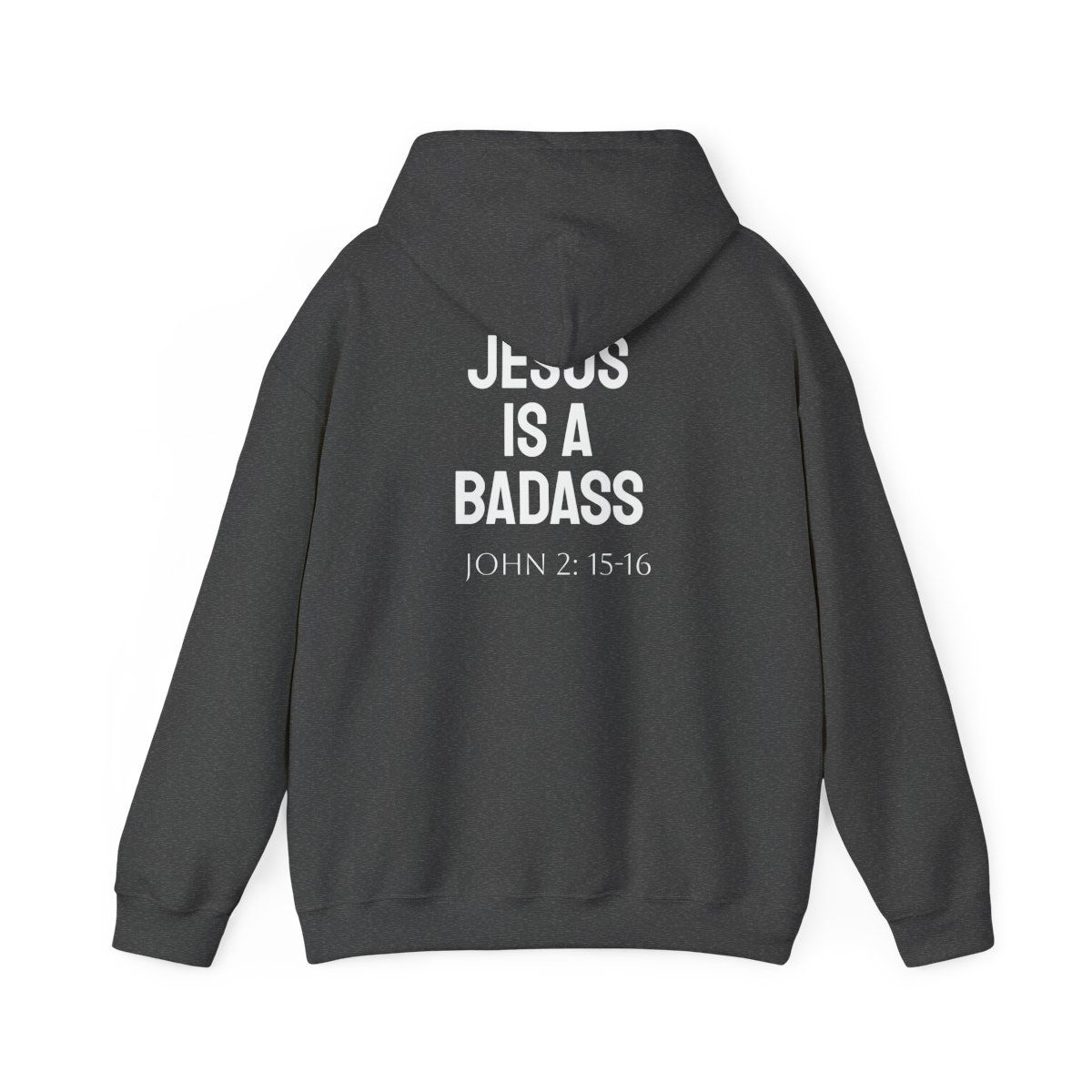 JESUS IS A BADASS - Wear your strong faith with pride!  Unisex Heavy Blend™ Hooded Sweatshirt with Minimalist Design 