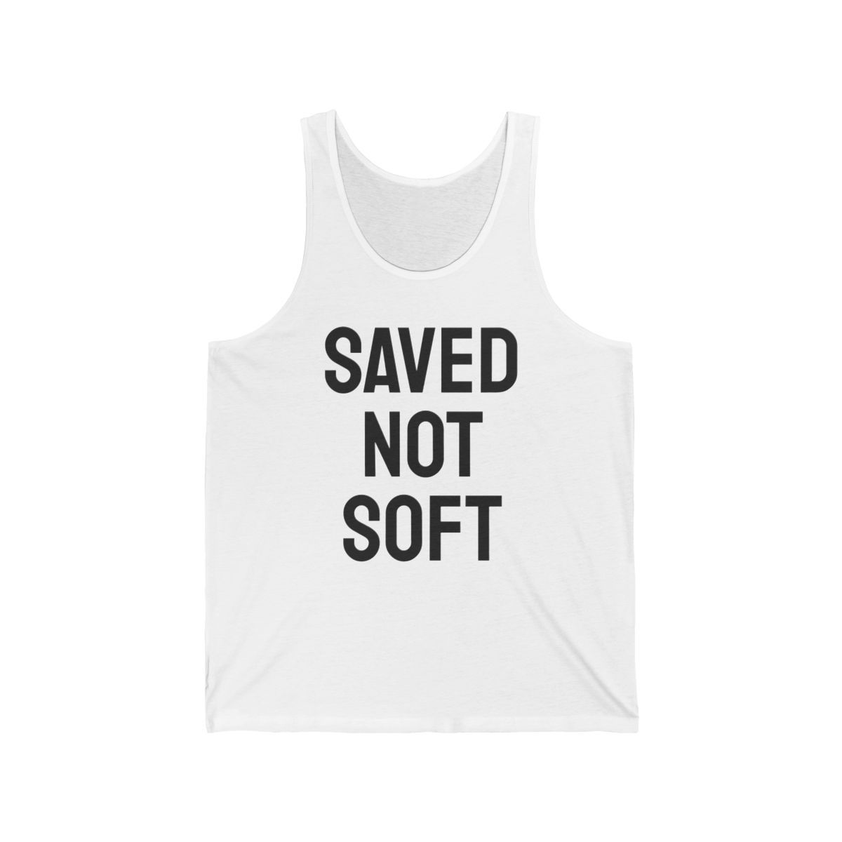 SAVED NOT SOFT , Buff Jesus, Wear your strong faith proudly!  Unisex Tank Top, , Gym Wear, Fitness Apparel, Workout Shirt, Gift for Athletes