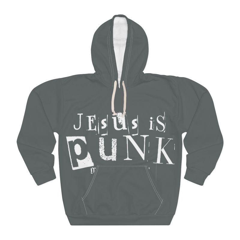 Jesus Is Punk Hoodie | Gothic Cross Back, Faith in Your Face