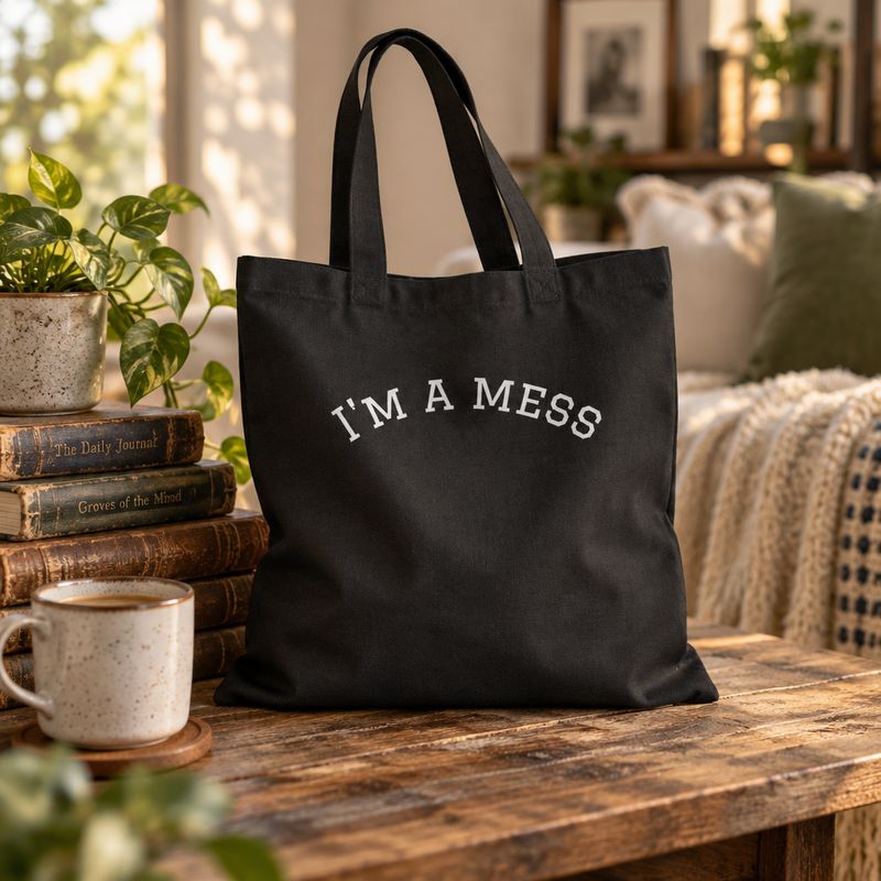 I'm a Mess and I Like It Cotton Canvas Tote Bag