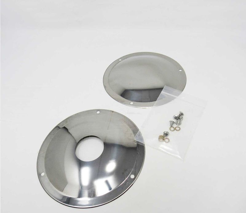 STAINLESS NOSE WHEEL COVERS (HUB CAPS) SOLD AS A SET OF TWO WITH SCREWS AND WASHERS - SS NOSE COVERS