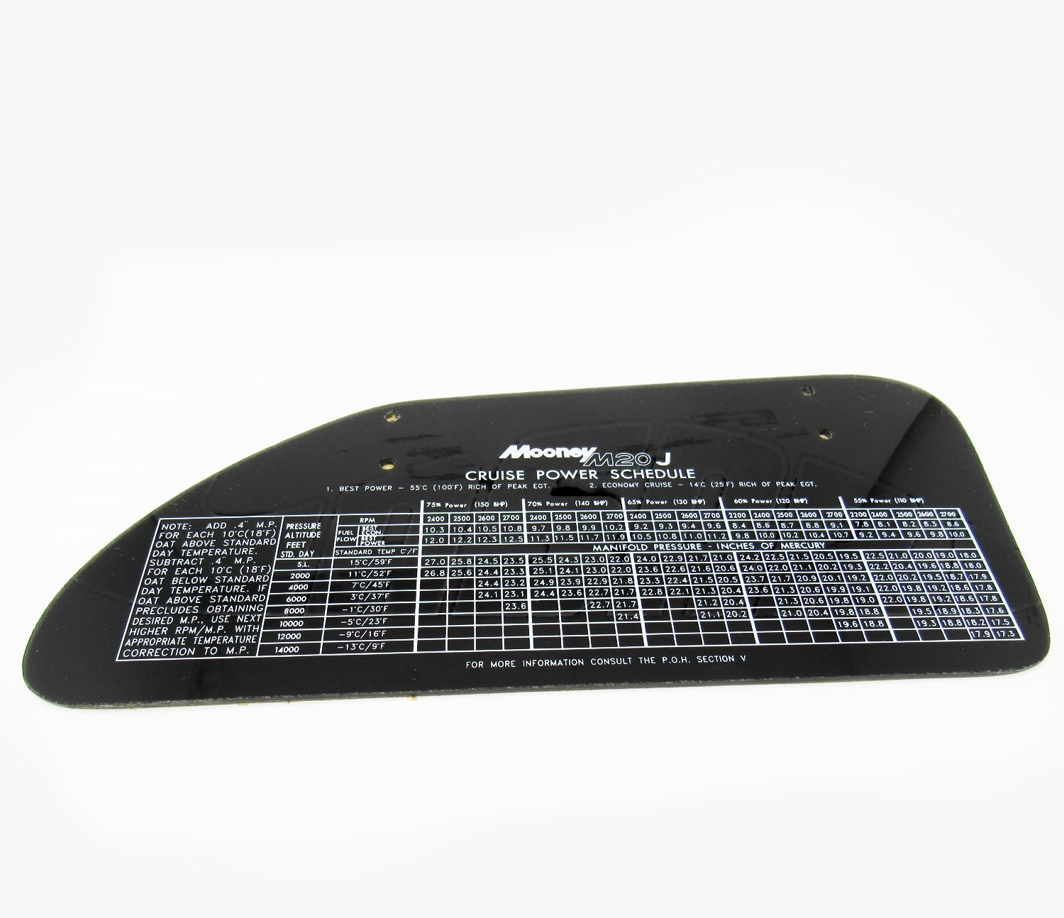 SUNVISOR L/H MOONEY M20J POWER CHART - 150083-013