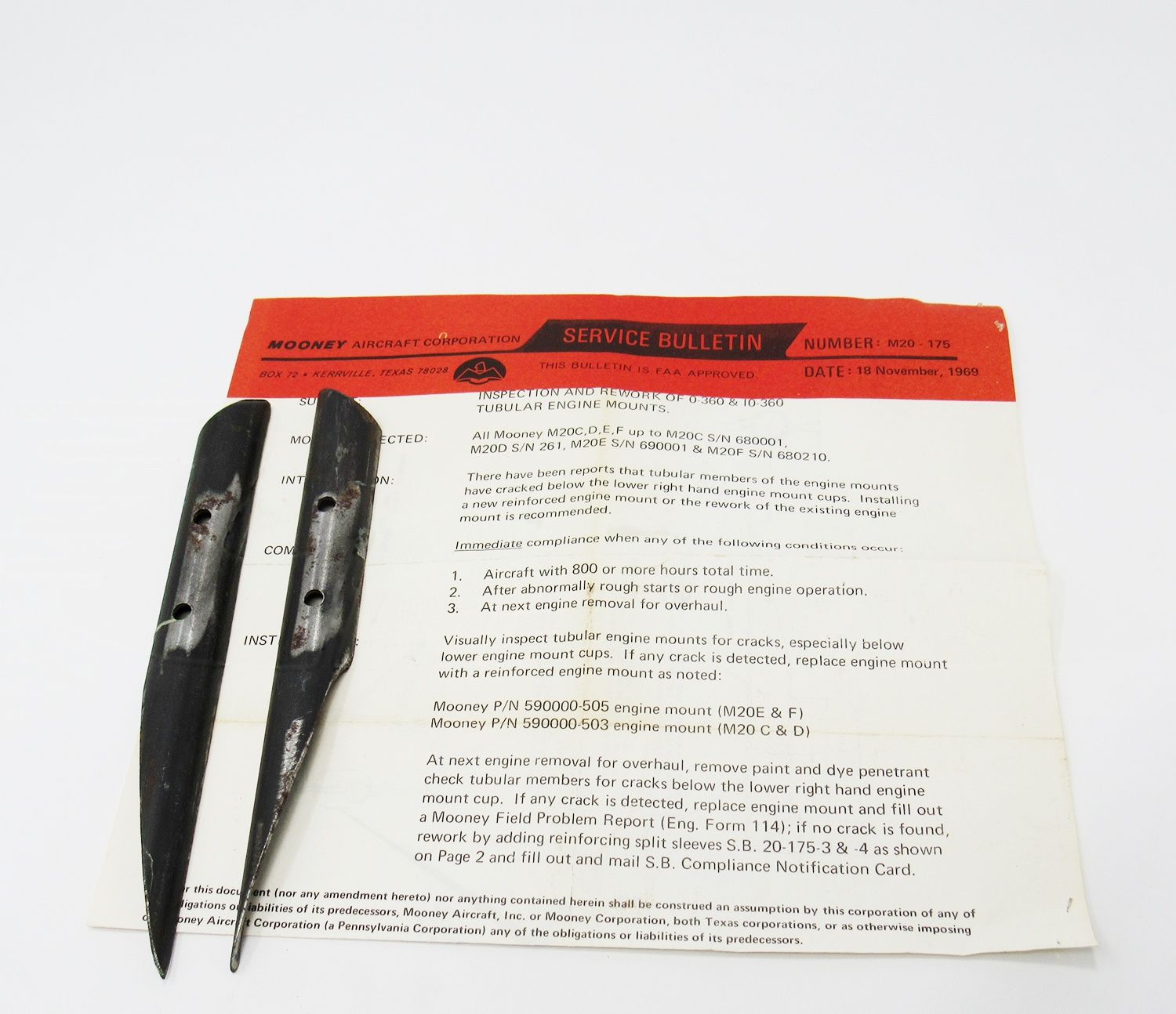 SERVICE BULLETIN KIT, ENGINE TUBE SLEEVES. - M20-175-000