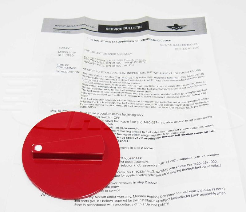 SERVICE BULLETIN KIT Fuel selector knob assembly - M20-287-000