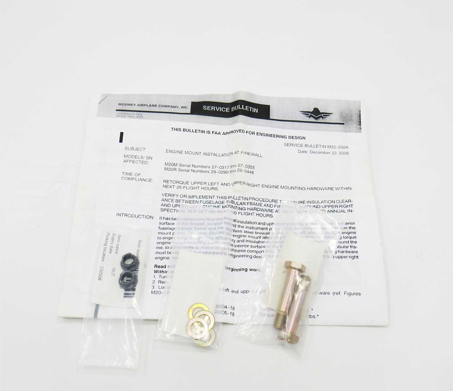 ENGINE MOUNT SERVICE BULLETIN KIT - M20-292-003