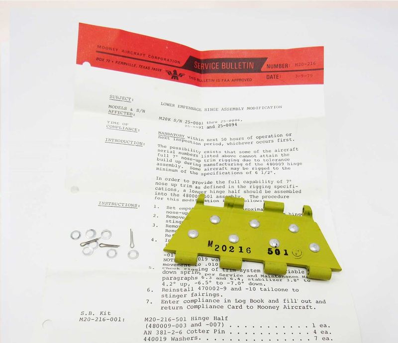 SERVICE BULLETIN Lower empennage hinge mod. - M20-216-001
