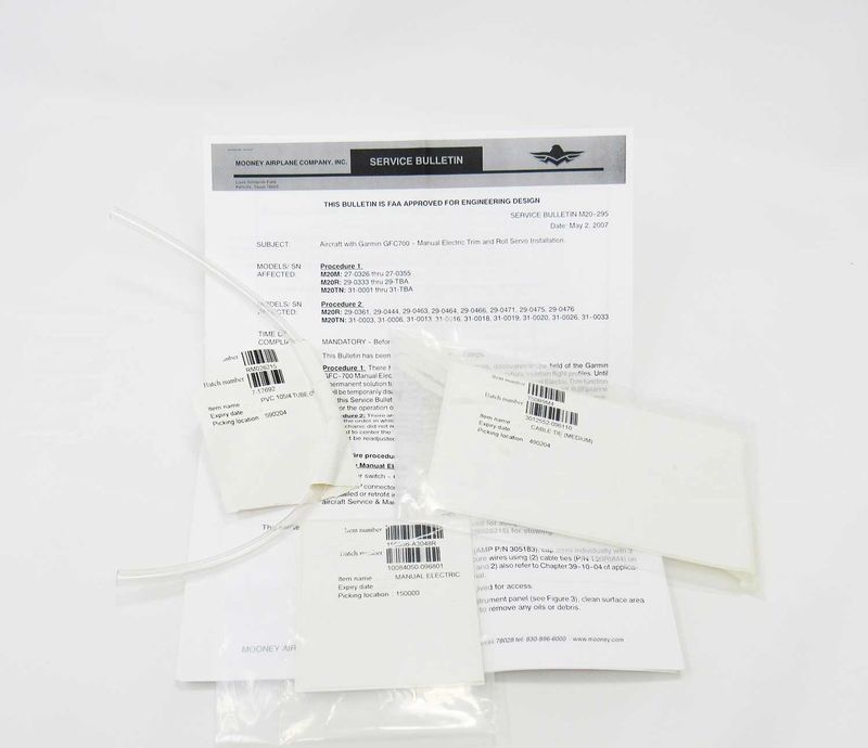 SERVICE BULLETIN KIT Manual electric trim and roll servo installation - M20-295-001